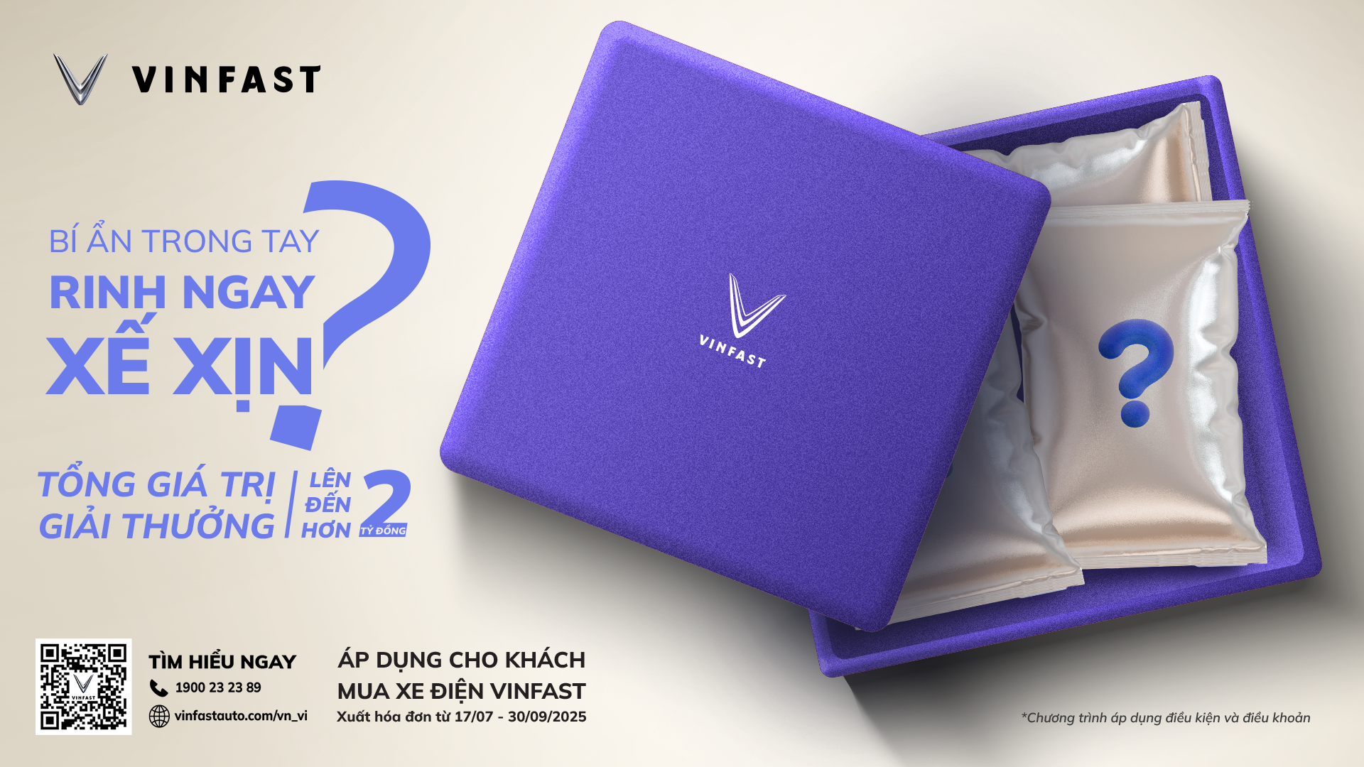 VinFast triển khai chương trình khuyến mại “Bí Ẩn Trong Tay – Rinh Ngay Xế Xịn” với tổng giá trị giải thưởng hơn 2,3 tỷ đồng